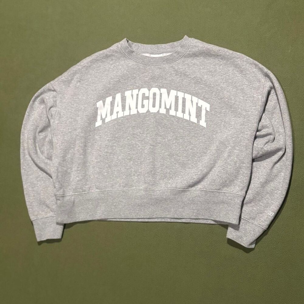 As-colour Women's Grey Oversized Cropped Collegiate Style spellout Sweatshirt